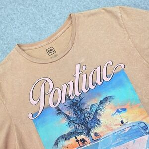 GM Pontiac GTO Retro Beach Vacation T-Shirt Men's Medium Peach Graphic Tee